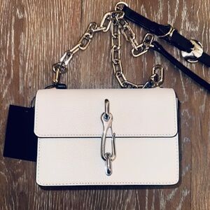 NWT ALEXANDER WANG Hook Small Leather chain Crossbody Bag - white/black sides